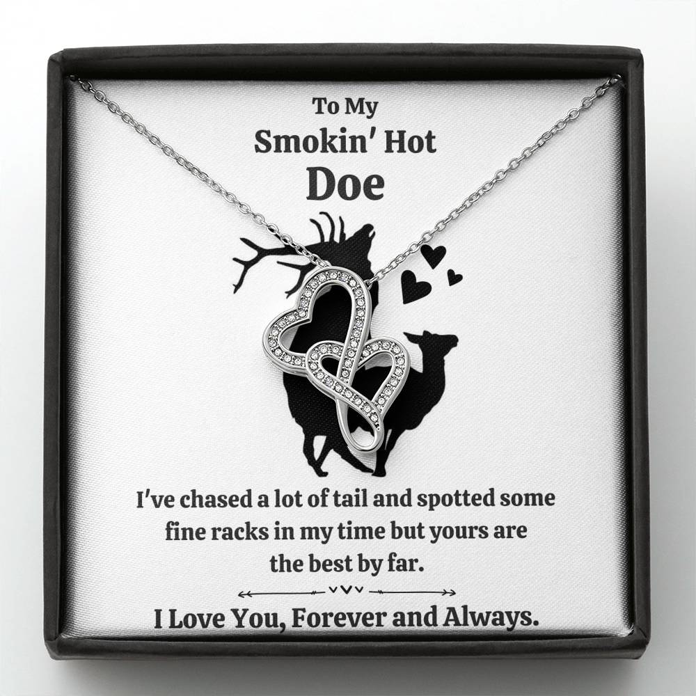 TO MY SMOKIN' HOT DOE "TAIL" DOUBLE HEARTS NECKLACE GIFT SET - ON CLOUD NINE GIFTS