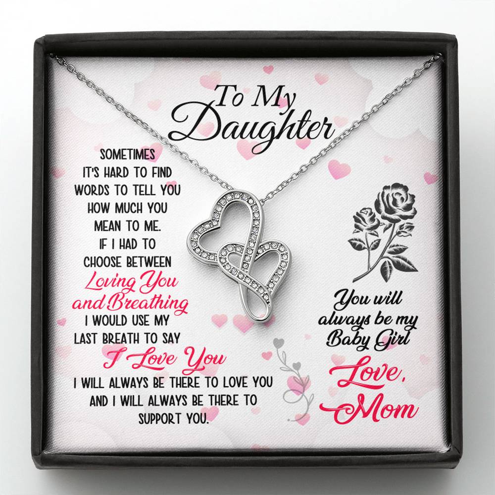 TO MY DAUGHTER "BREATHING" DOUBLE HEARTS NECKLACE GIFT SET - ON CLOUD NINE GIFTS