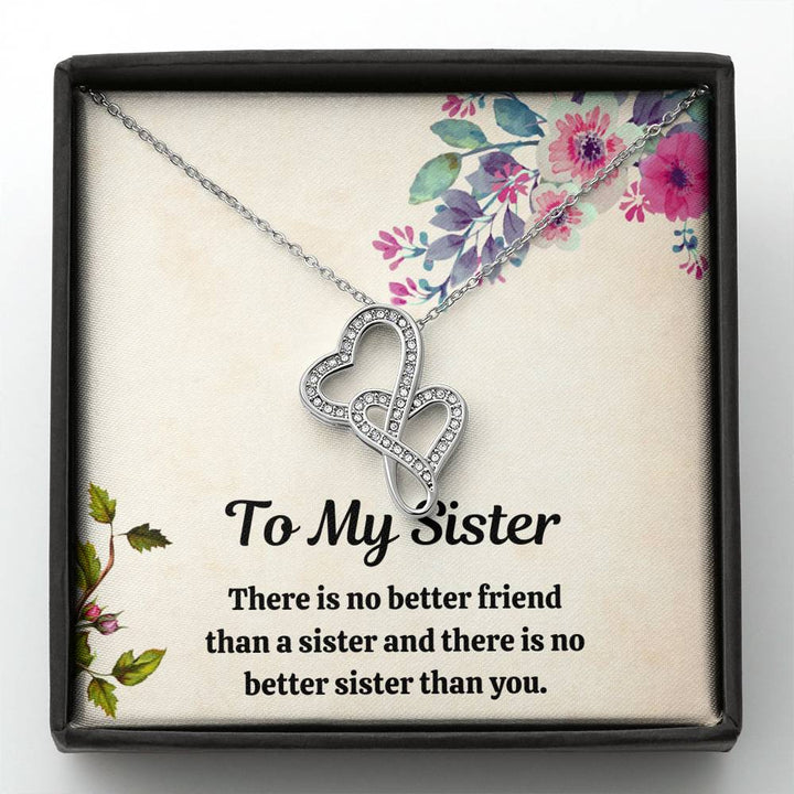 TO MY SISTER "FRIEND" DOUBLE HEARTS NECKLACE GIFT SET - ON CLOUD NINE GIFTS