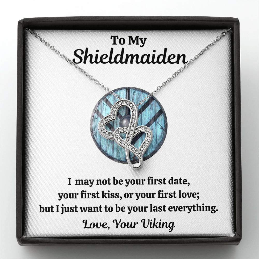 TO MY SHIELDMAIDEN "LAST EVERYTHING - BLUE" DOUBLE HEARTS NECKLACE GIFT SET - ON CLOUD NINE GIFTS