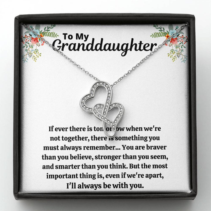 TO MY GRANDDAUGHTER "STRONGER THAN YOU SEEM" DOUBLE HEARTS NECKLACE GIFT SET - ON CLOUD NINE GIFTS