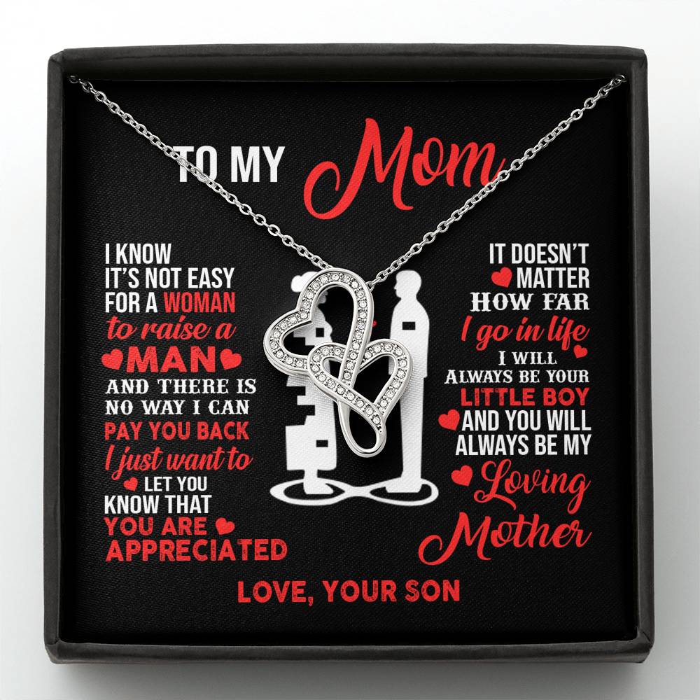 TO MY MOM LITTLE BOY DOUBLE HEARTS NECKLACE GIFT SET - ON CLOUD NINE GIFTS