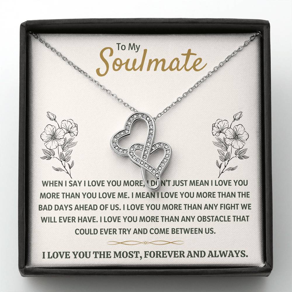 TO MY SOULMATE "THE MOST - GOLDEN" DOUBLE HEARTS NECKLACE GIFT SET - ON CLOUD NINE GIFTS