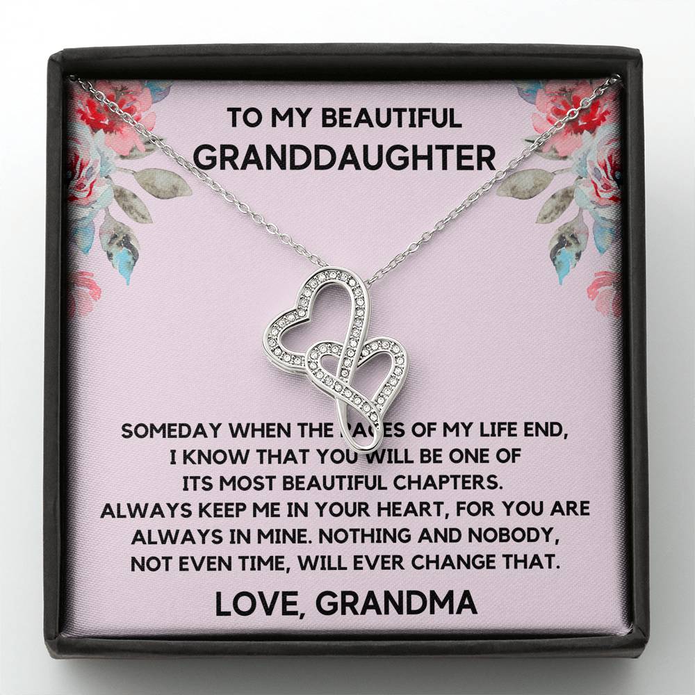 TO MY BEAUTIFUL GRANDDAUGHTER FROM GRANDMA CHAPTERS FLOWERS DOUBLE HEARTS NECKLACE GIFT SET - ON CLOUD NINE GIFTS