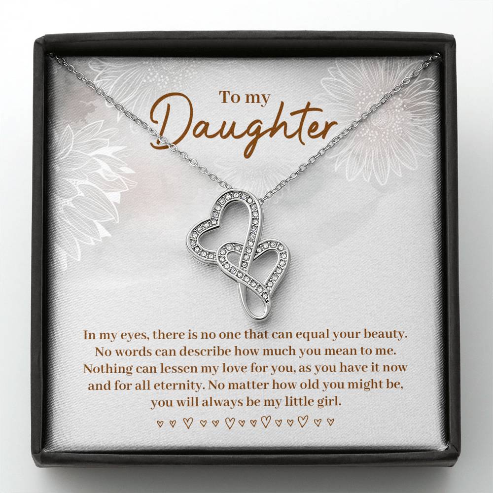 TO MY DAUGHTER "EQUAL YOUR BEAUTY" DOUBLE HEARTS NECKLACE GIFT SET - ON CLOUD NINE GIFTS