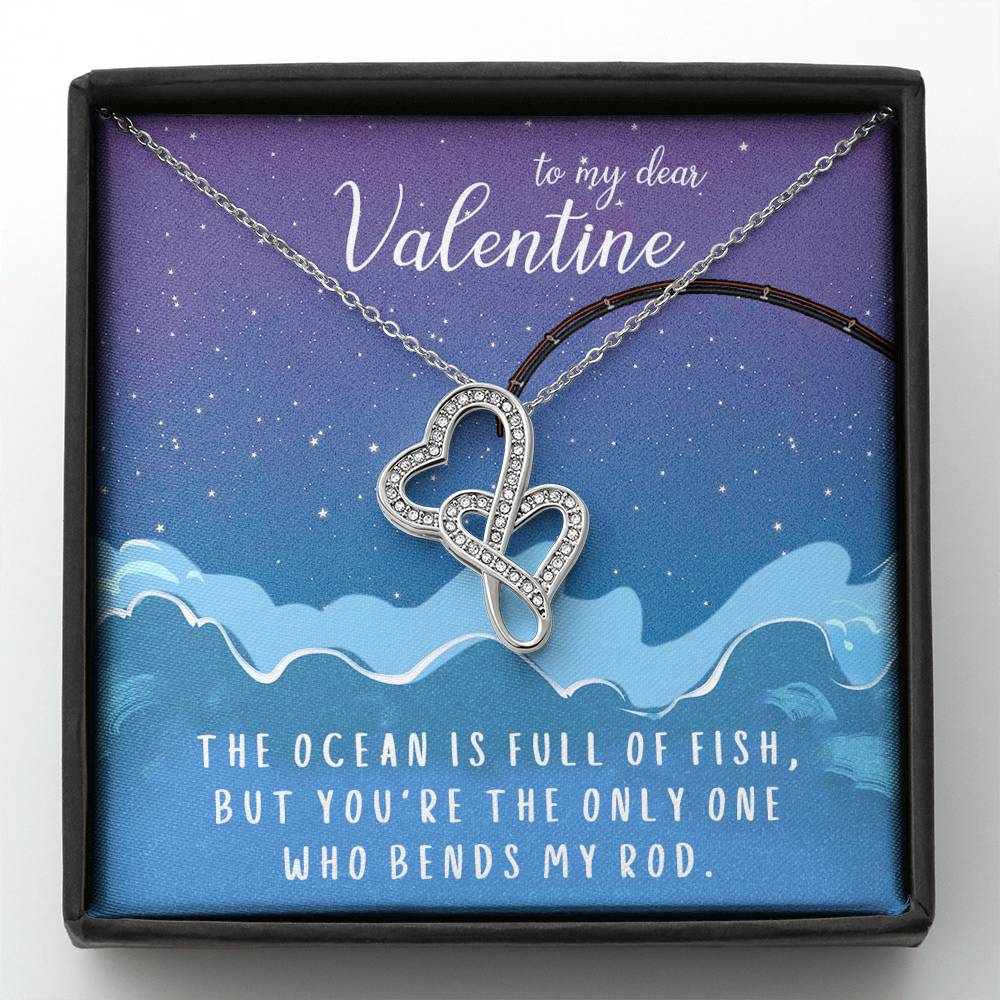 TO MY DEAR VALENTINE "FISH" DOUBLE HEARTS NECKLACE VALENTINES DAY GIFT SET - ON CLOUD NINE GIFTS