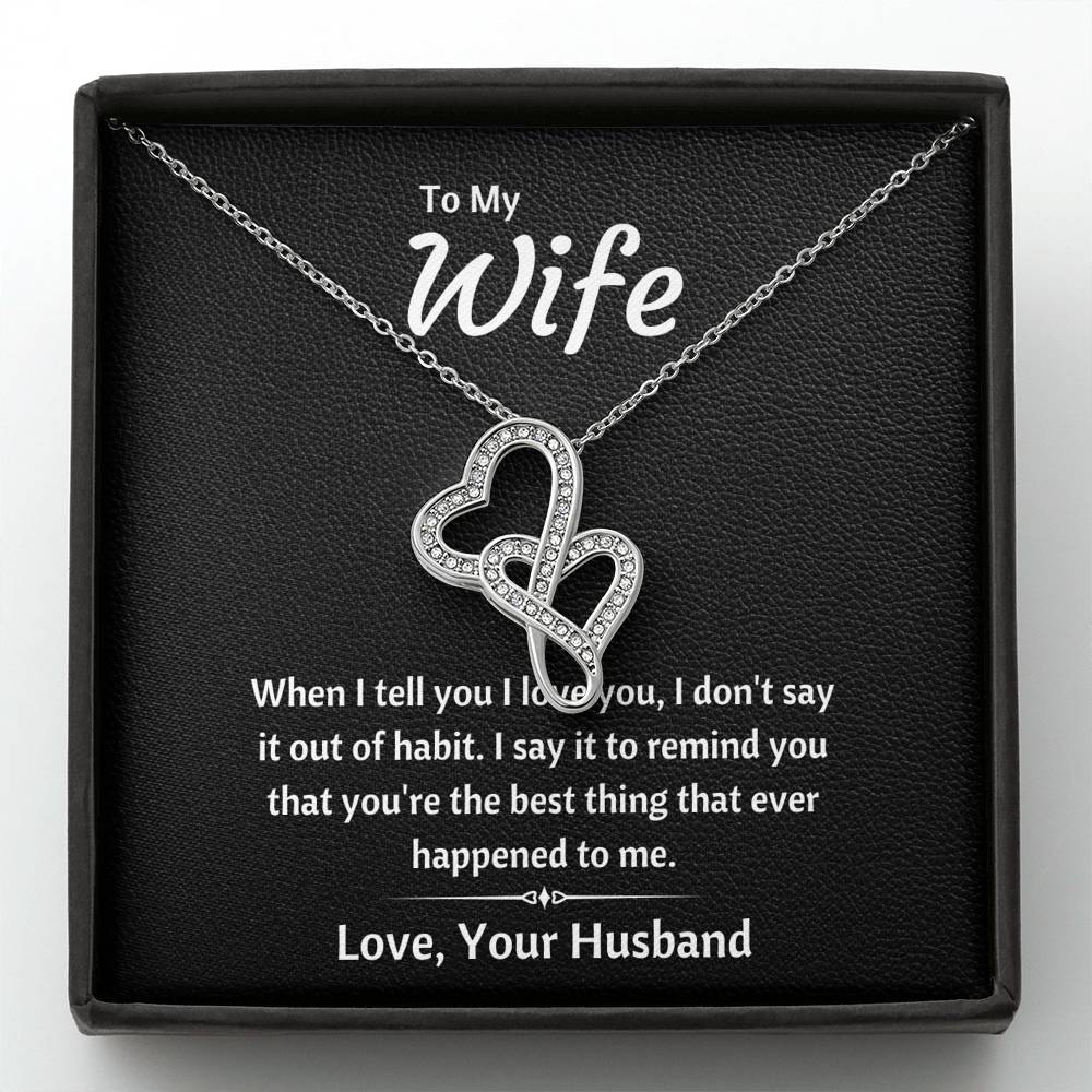 TO MY WIFE "OUT OF HABIT" DOUBLE HEARTS NECKLACE GIFT SET - ON CLOUD NINE GIFTS