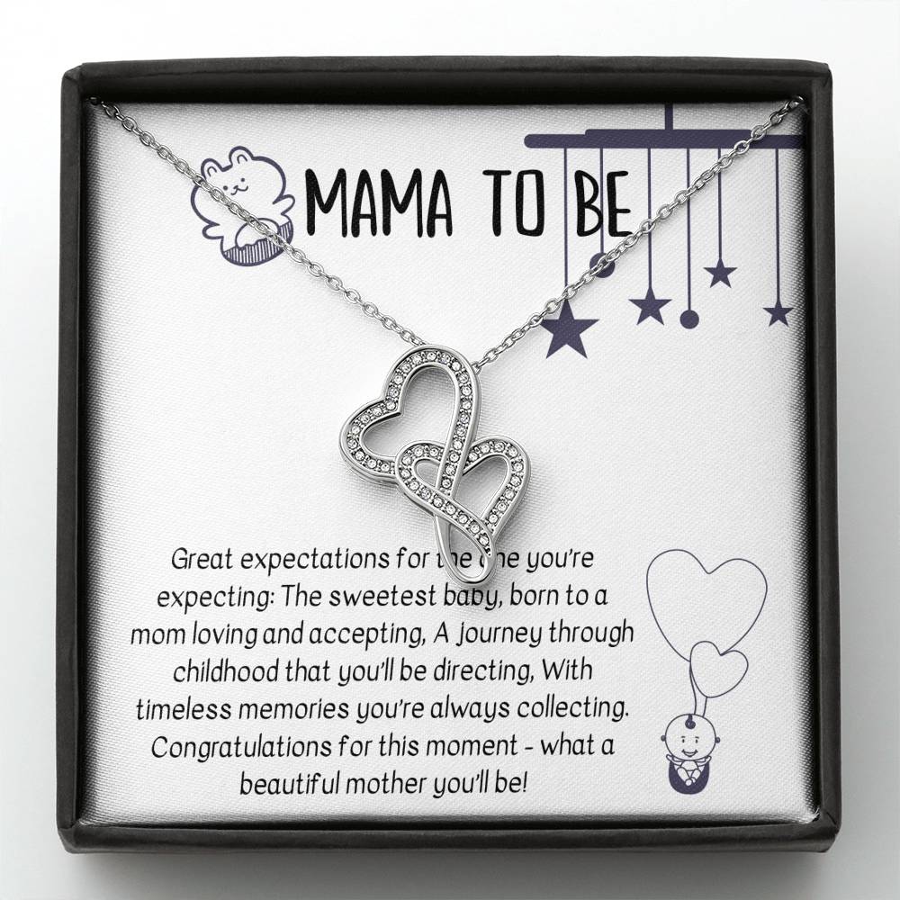 MAMA TO BE "BEAUTIFUL MOTHER" DOUBLE HEARTS NECKLACE GIFT SET - ON CLOUD NINE GIFTS