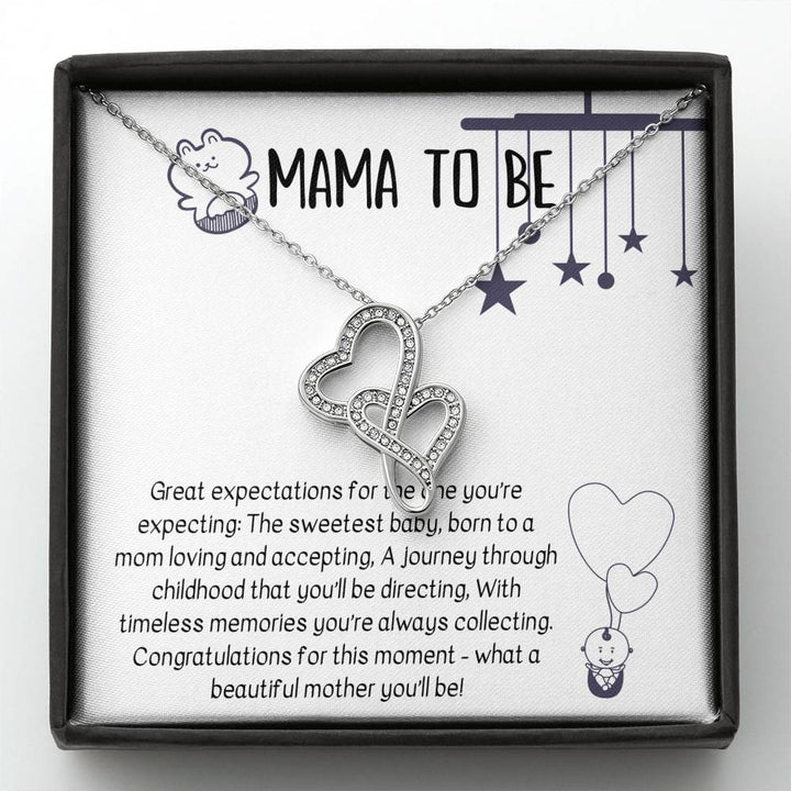 MAMA TO BE "BEAUTIFUL MOTHER" DOUBLE HEARTS NECKLACE GIFT SET - ON CLOUD NINE GIFTS
