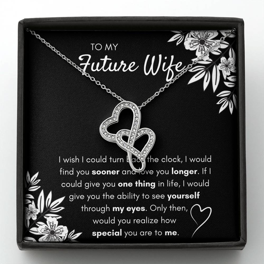 TO MY FUTURE WIFE "FIND YOU SOONER" DOUBLE HEARTS NECKLACE GIFT SET - ON CLOUD NINE GIFTS