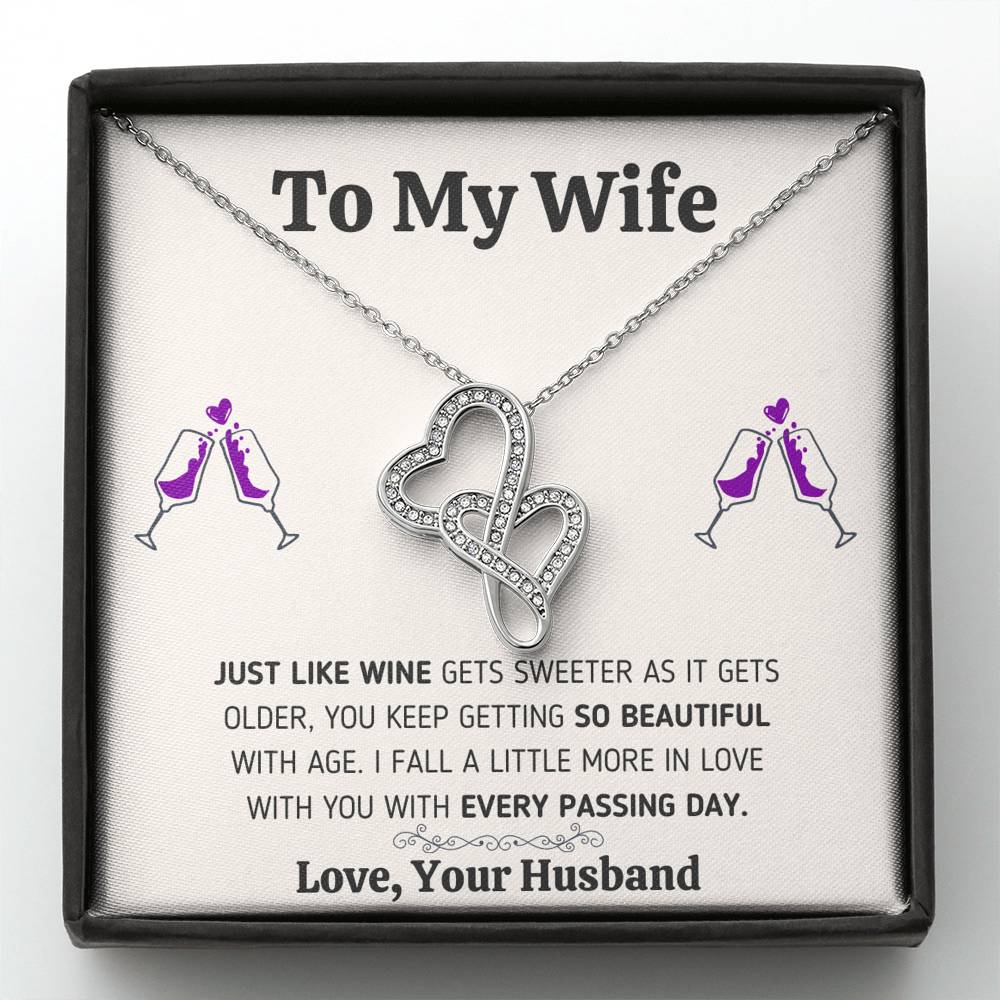TO MY WIFE NECKLACE GIFT SET - JUST LIKE WINE - ON CLOUD NINE GIFTS