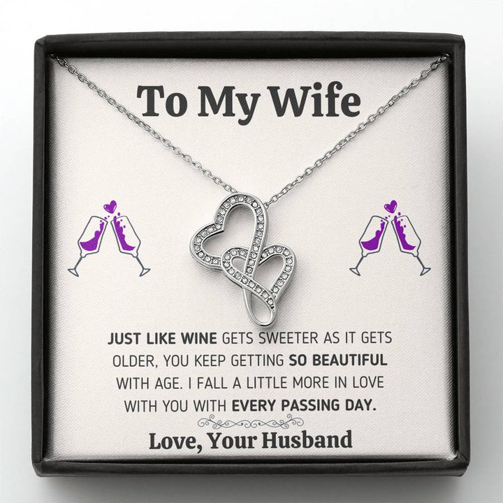TO MY WIFE NECKLACE GIFT SET - JUST LIKE WINE - ON CLOUD NINE GIFTS