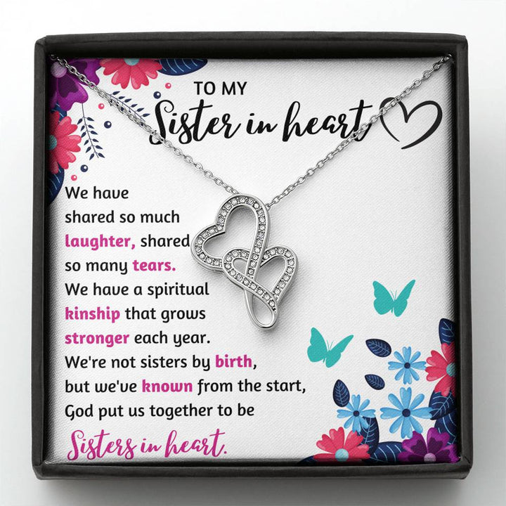 TO MY SISTER IN HEART DOUBLE HEARTS NECKLACE GIFT SET - ON CLOUD NINE GIFTS