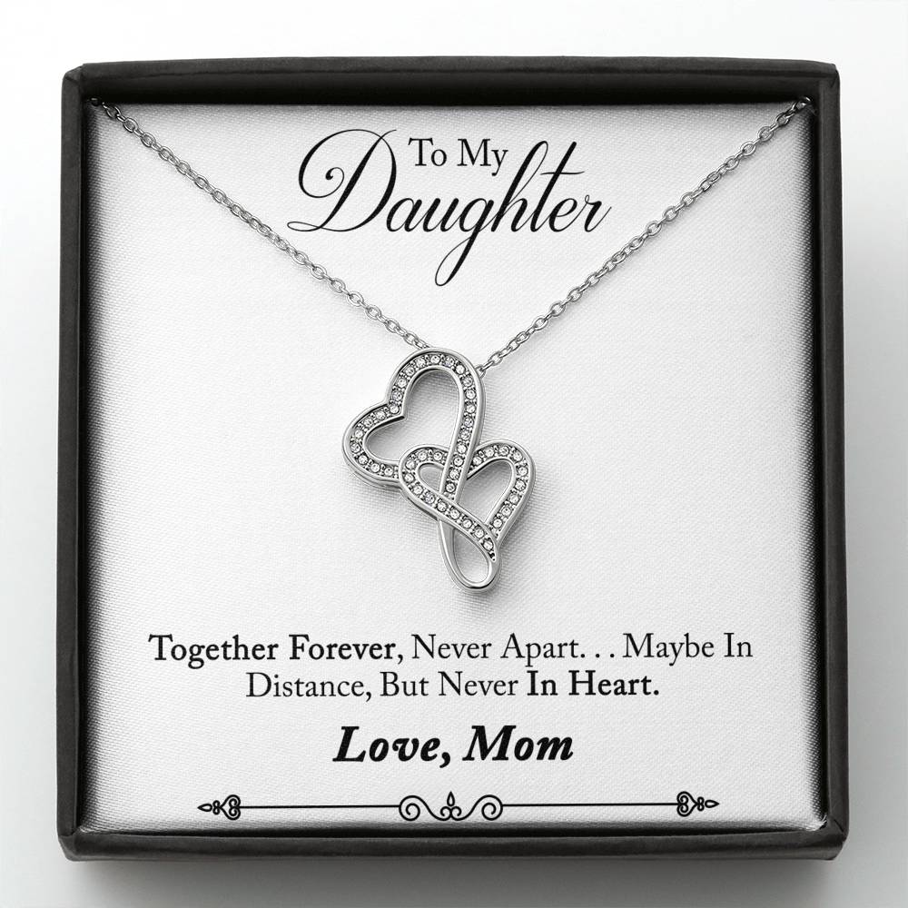 TO MY DAUGHTER "NEVER IN HEART - SO" DOUBLE HEARTS NECKLACE GIFT SET - ON CLOUD NINE GIFTS