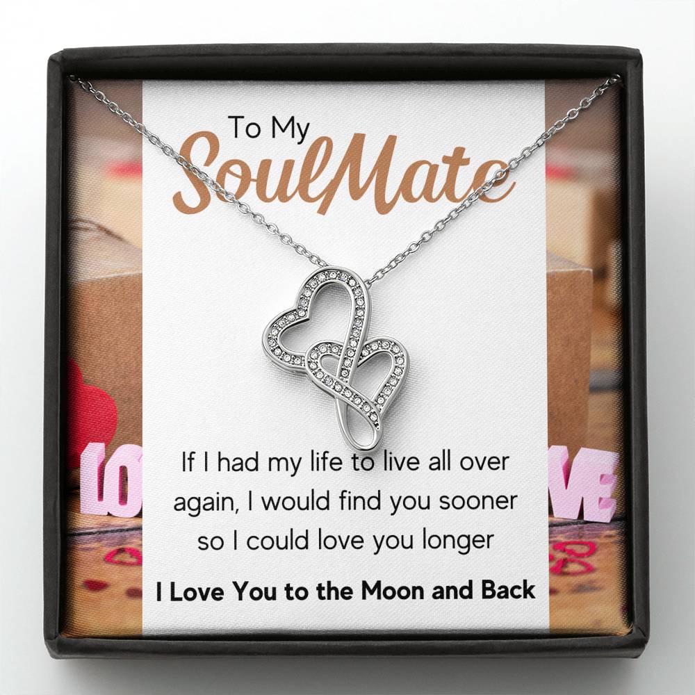 TO MY SOULMATE "LOVE YOU LONGER" DOUBLE HEARTS NECKLACE GIFT SET - ON CLOUD NINE GIFTS