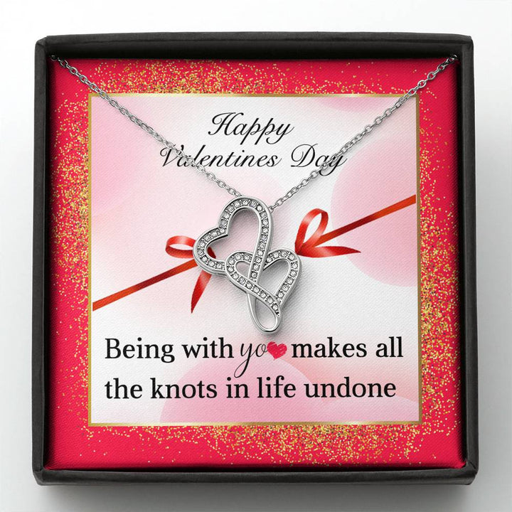 TO MY LOVE "KNOTS" DOUBLE HEARTS NECKLACE VALENTINES DAY GIFT SET - ON CLOUD NINE GIFTS