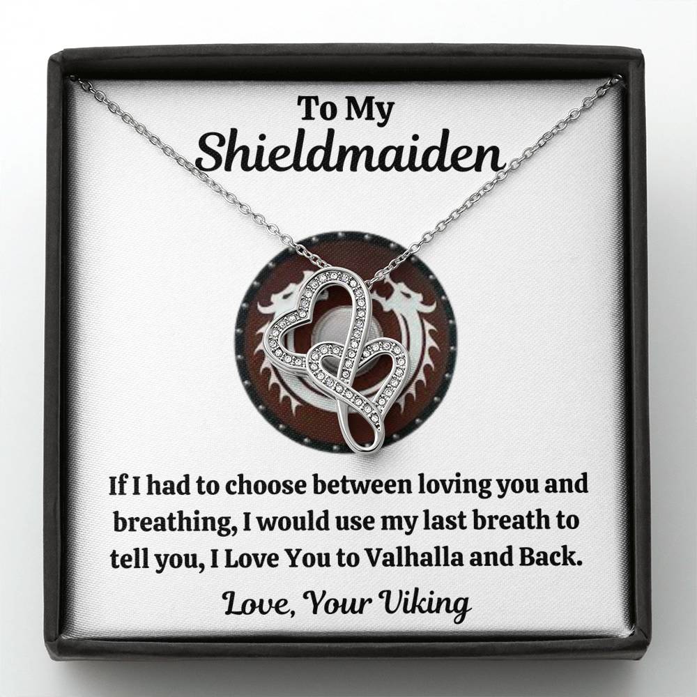 TO MY SHIELDMAIDEN "BREATHING - RED" DOUBLE HEARTS NECKLACE GIFT SET - ON CLOUD NINE GIFTS