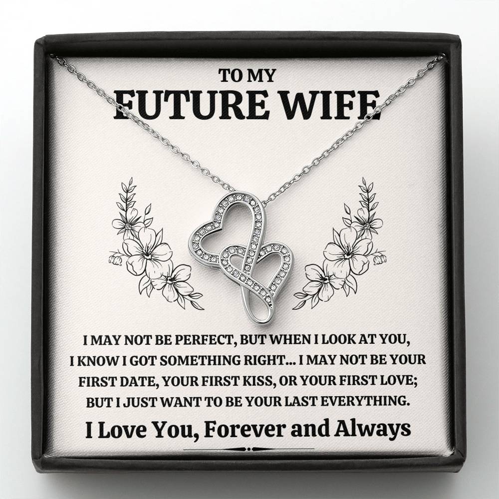 TO MY FUTURE WIFE "SOMETHING RIGHT" DOUBLE HEARTS NECKLACE GIFT SET - ON CLOUD NINE GIFTS