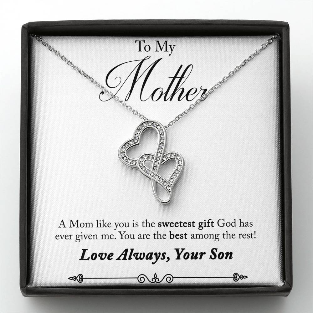 TO MY MOTHER "AMONG THE REST - SO" DOUBLE HEARTS NECKLACE GIFT SET - ON CLOUD NINE GIFTS