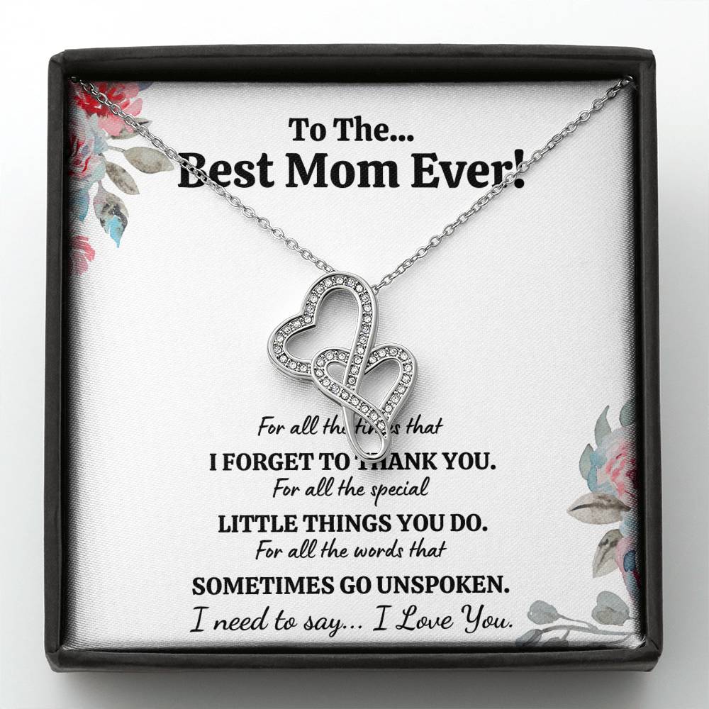 TO THE BEST MOM EVER "FOR ALL" DOUBLE HEARTS NECKLACE GIFT SET - ON CLOUD NINE GIFTS
