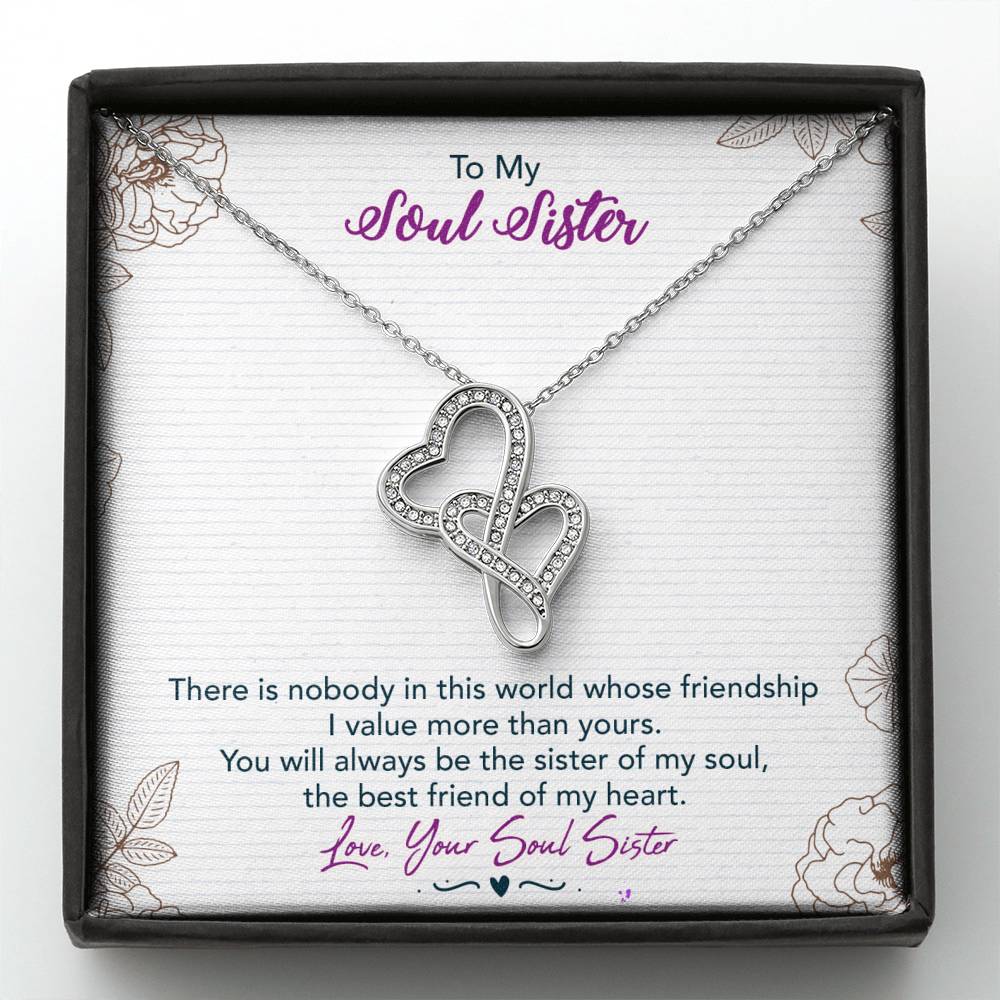 TO MY SOUL SISTER "THIS WORLD - SO" DOUBLE HEARTS NECKLACE GIFT SET - ON CLOUD NINE GIFTS