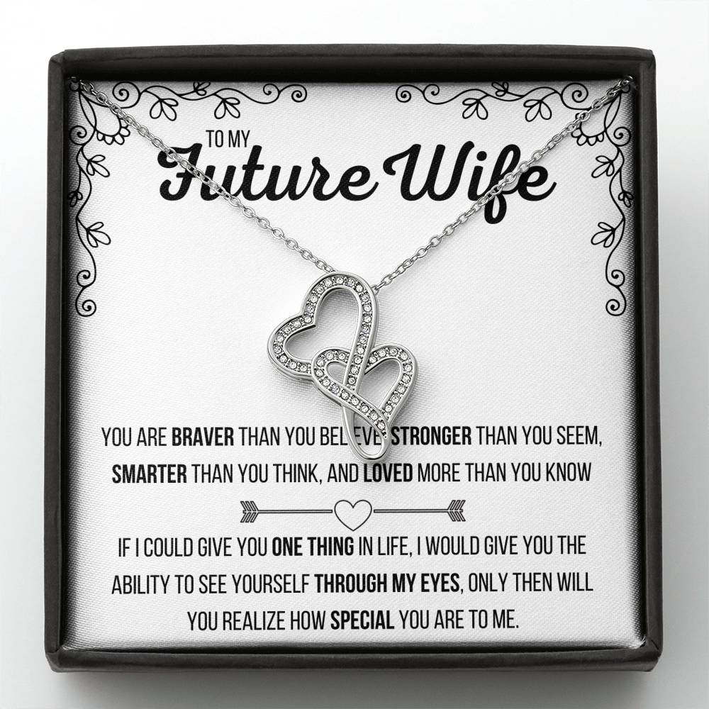 TO MY FUTURE WIFE "LOVED MORE THAN YOU KNOW" DOUBLE HEARTS NECKLACE GIFT SET - ON CLOUD NINE GIFTS