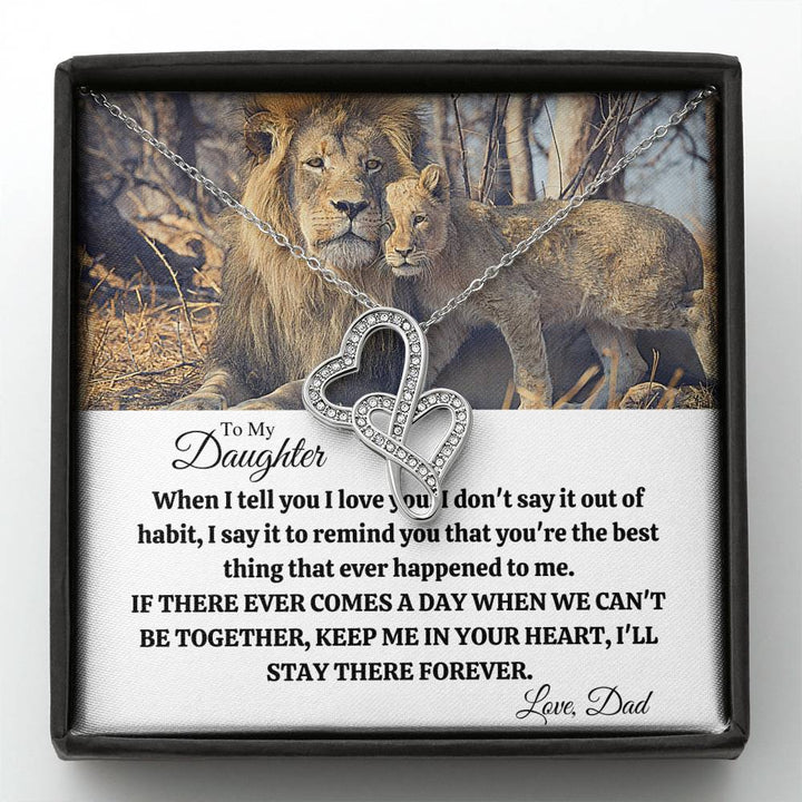 TO MY DAUGHTER "OUT OF HABIT - LION" DOUBLE HEARTS NECKLACE GIFT SET - ON CLOUD NINE GIFTS
