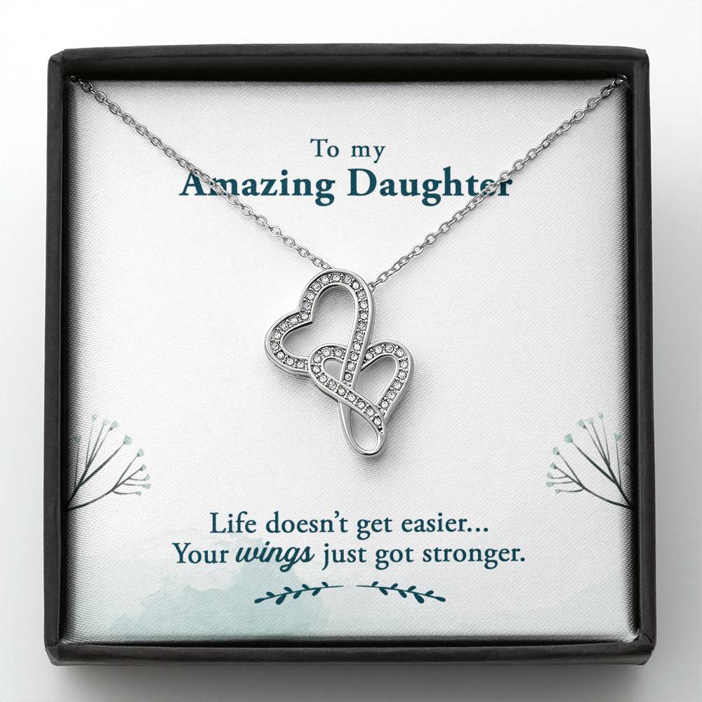 TO MY AMAZING DAUGHTER "WINGS" DOUBLE HEARTS NECKLACE GIFT SET - ON CLOUD NINE GIFTS
