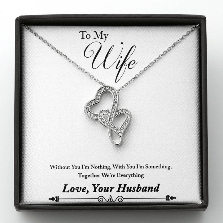 TO MY WIFE "EVERYTHING - SO" DOUBLE HEARTS NECKLACE GIFT SET - ON CLOUD NINE GIFTS