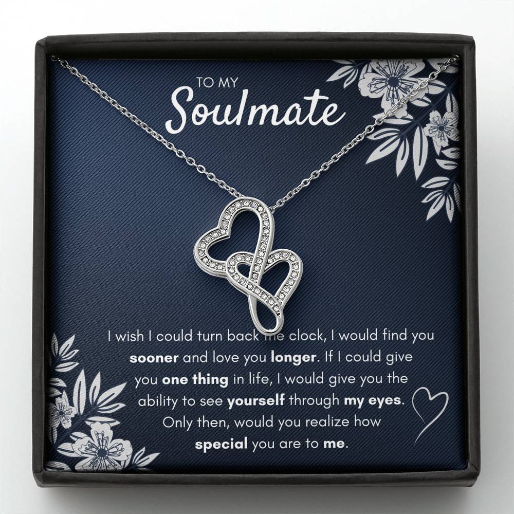 TO MY SOULMATE "FIND YOU SOONER" DOUBLE HEARTS NECKLACE GIFT SET - ON CLOUD NINE GIFTS