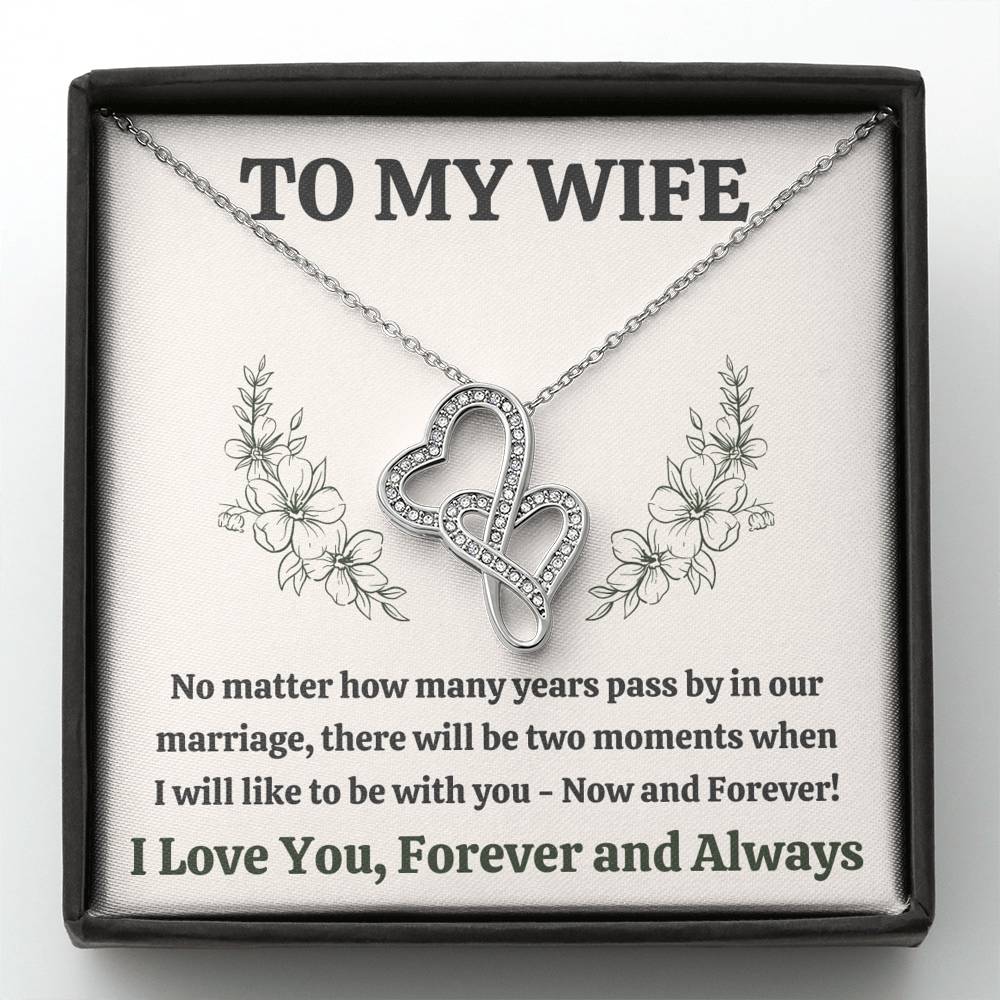 TO MY WIFE "MOMENTS" DOUBLE HEARTS NECKLACE GIFT SET - ON CLOUD NINE GIFTS