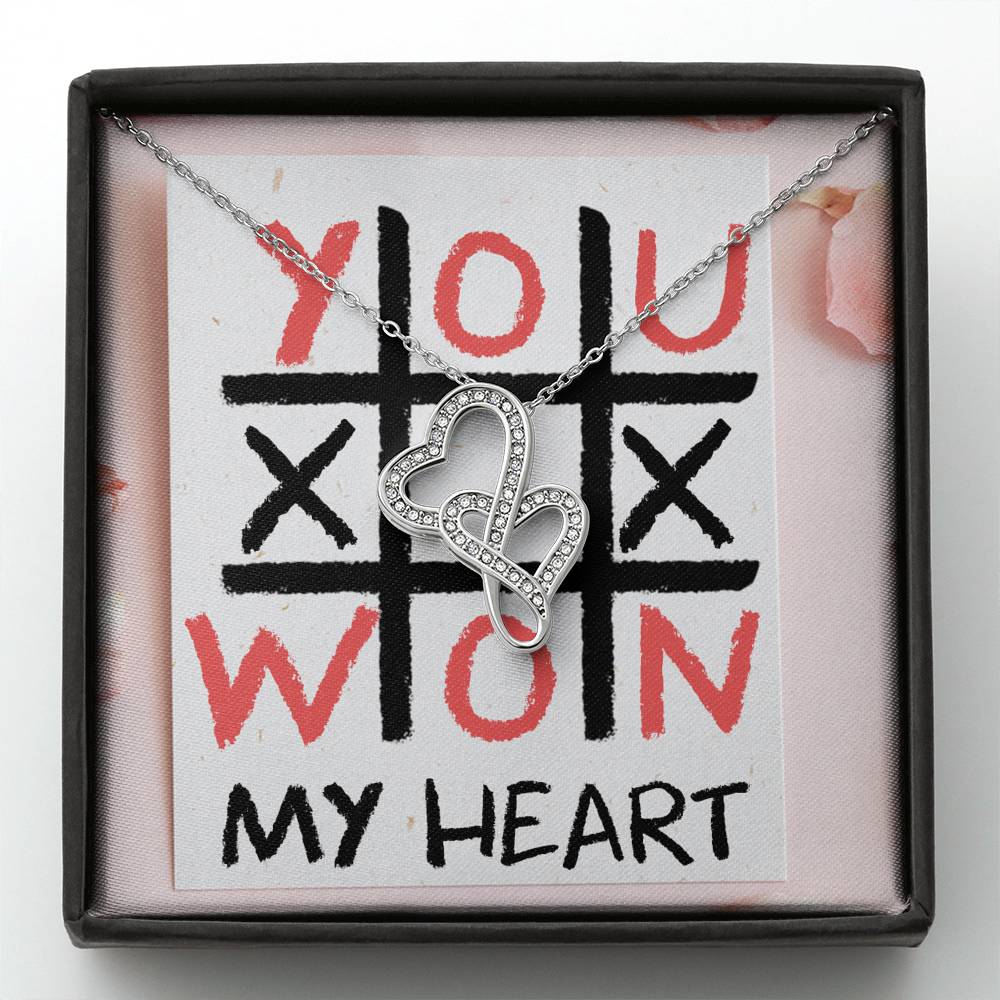 TO MY LOVE "TIC TAC TOE" DOUBLE HEARTS NECKLACE VALENTINES DAY GIFT SET - ON CLOUD NINE GIFTS