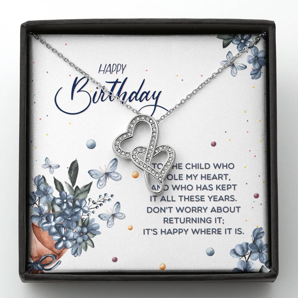 TO MY DAUGHTER "STOLE MY HEART" DOUBLE HEARTS NECKLACE BIRTHDAY GIFT SET - ON CLOUD NINE GIFTS