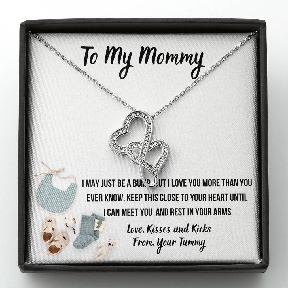 TO MY MOMMY "BABY F" DOUBLE HEARTS NECKLACE GIFT SET - ON CLOUD NINE GIFTS
