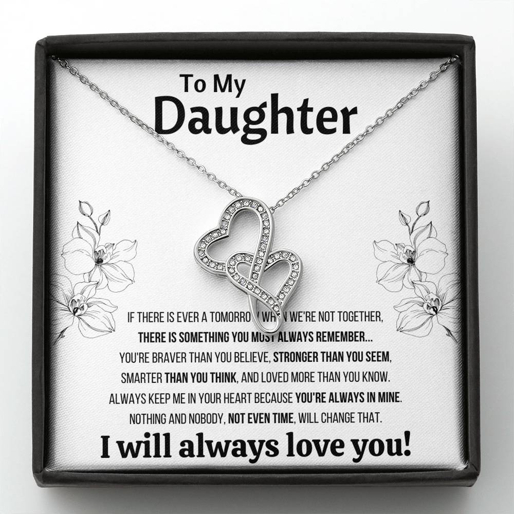 TO MY DAUGHTER "NOT EVEN TIME" DOUBLE HEARTS NECKLACE GIFT SET - ON CLOUD NINE GIFTS