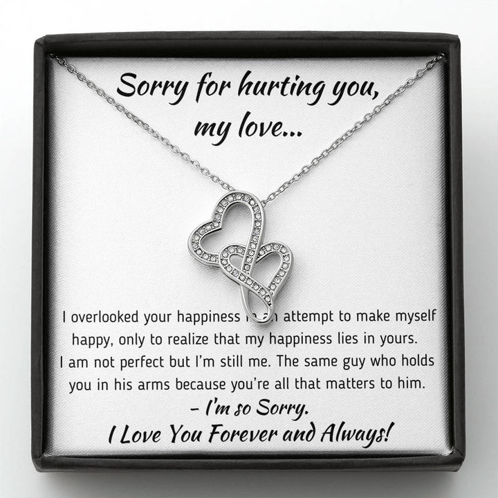TO MY LOVE "HAPPINESS" APOLOGY GIFT SET DOUBLE HEARTS NECKLACE GIFT SET - ON CLOUD NINE GIFTS