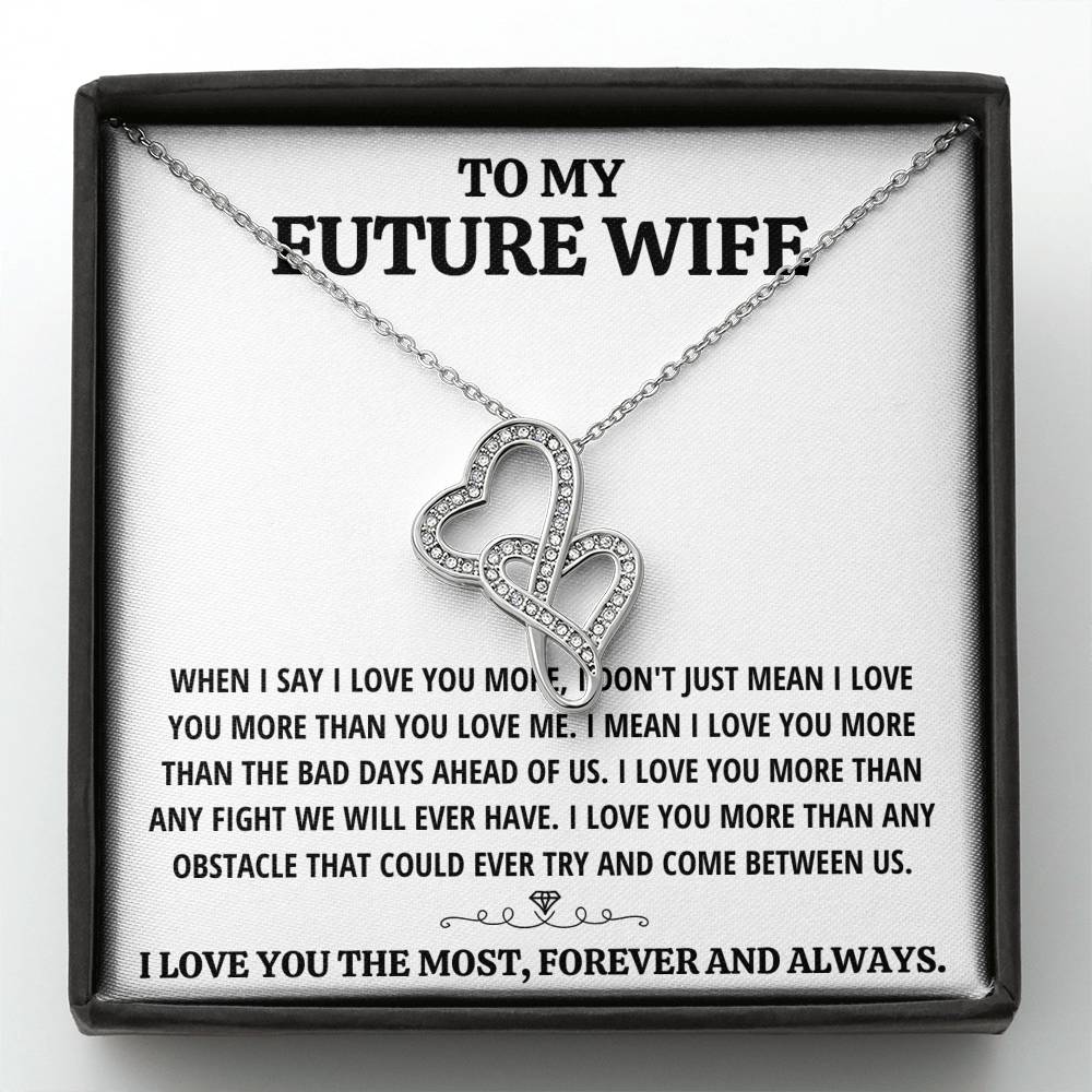 TO MY FUTURE WIFE "THE MOST - WHITE" DOUBLE HEARTS NECKLACE GIFT SET - ON CLOUD NINE GIFTS