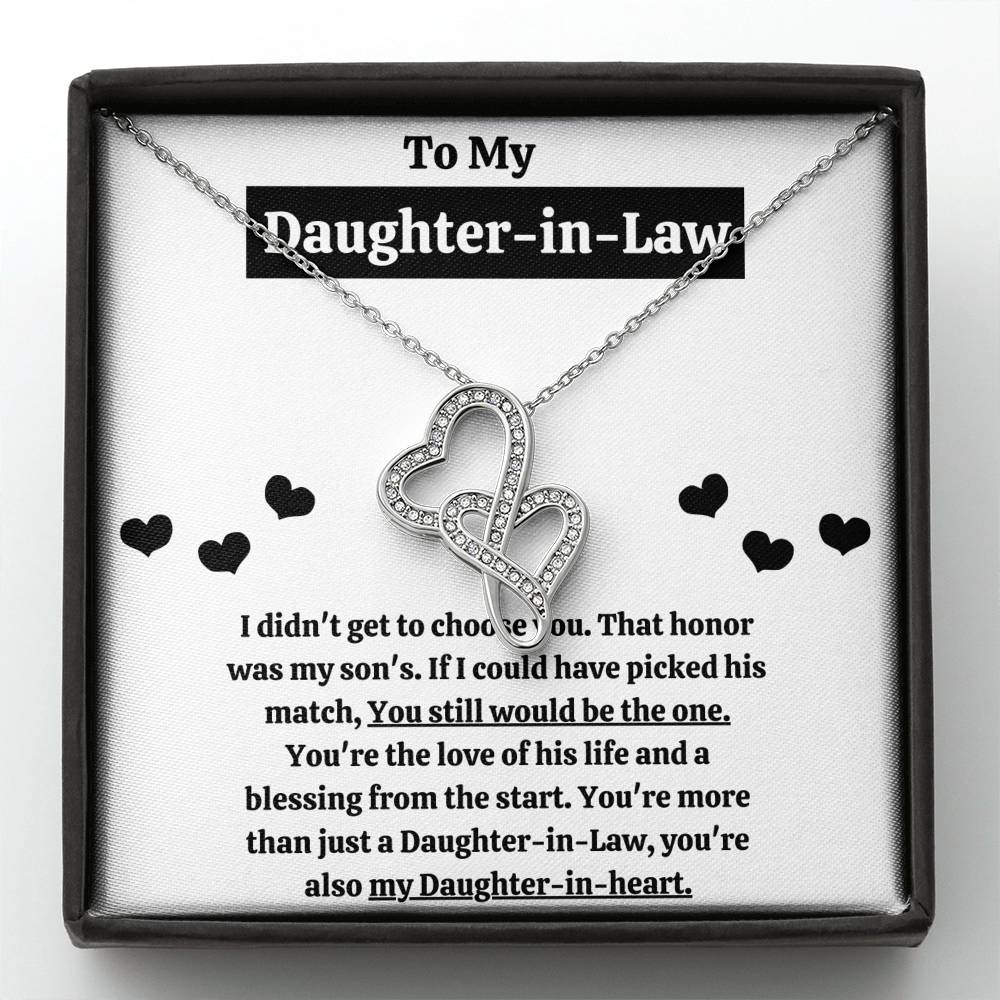 TO MY DAUGHTER-IN-LAW "BLESSING FROM THE START" DOUBLE HEARTS NECKLACE GIFT SET - ON CLOUD NINE GIFTS
