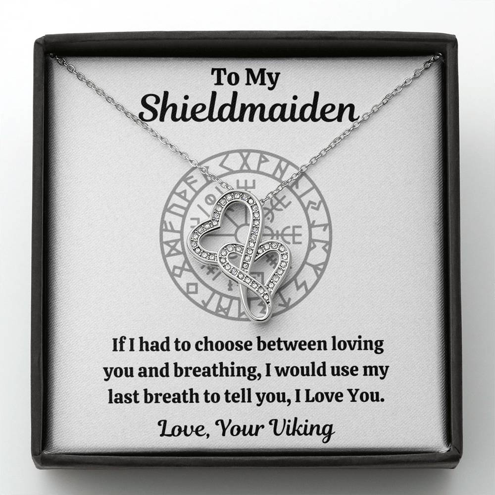 TO MY SHIELDMAIDEN "BREATHING" DOUBLE HEARTS NECKLACE GIFT SET - ON CLOUD NINE GIFTS