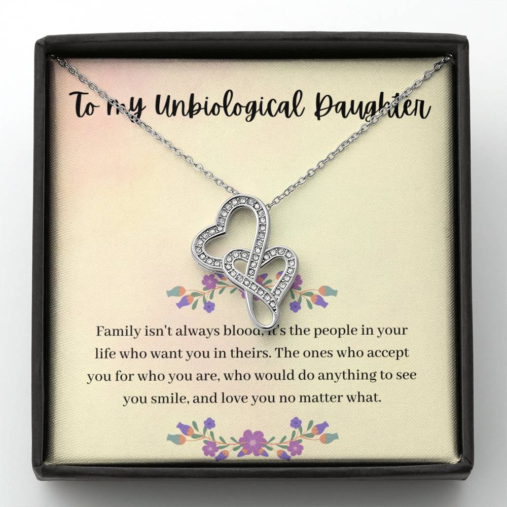 TO MY UNBIOLOGICAL DAUGHTER "SMILE" DOUBLE HEARTS NECKLACE GIFT SET - ON CLOUD NINE GIFTS