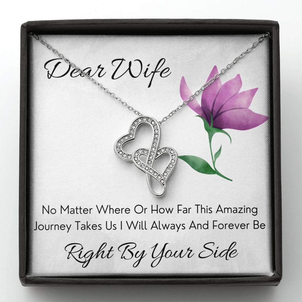 DEAR WIFE "BY YOUR SIDE" DOUBLE HEARTS NECKLACE GIFT SET - ON CLOUD NINE GIFTS