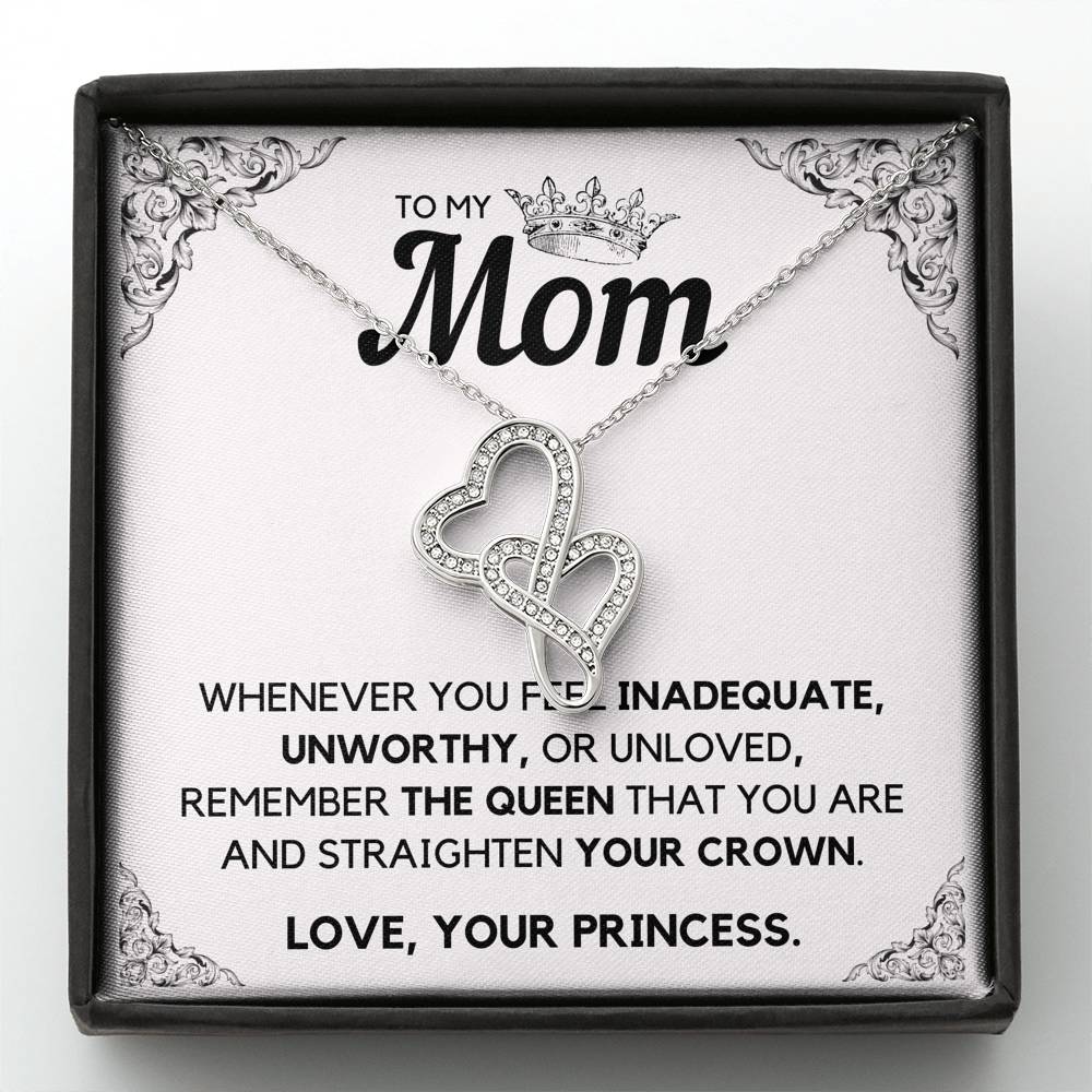 TO MY MOM PRINCESS DOUBLE HEARTS NECKLACE GIFT SET - ON CLOUD NINE GIFTS