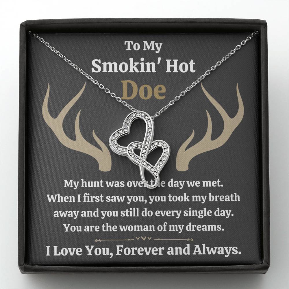 TO MY SMOKIN HOT DOE "DREAMS - DARK" DOUBLE HEARTS NECKLACE GIFT SET - ON CLOUD NINE GIFTS