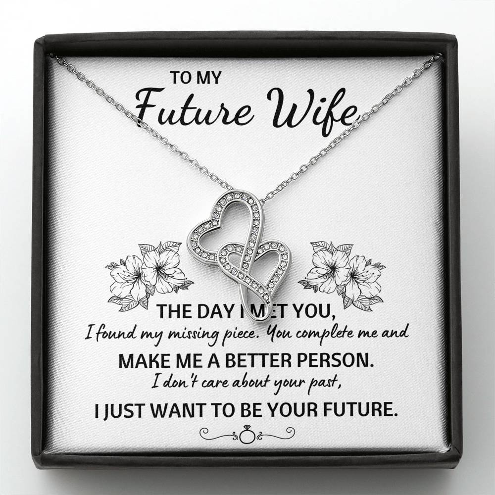 TO MY FUTURE WIFE "YOUR FUTURE" DOUBLE HEARTS NECKLACE GIFT SET - ON CLOUD NINE GIFTS