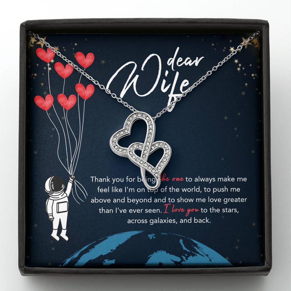 DEAR WIFE "STARS" DOUBLE HEARTS NECKLACE GIFT SET - ON CLOUD NINE GIFTS