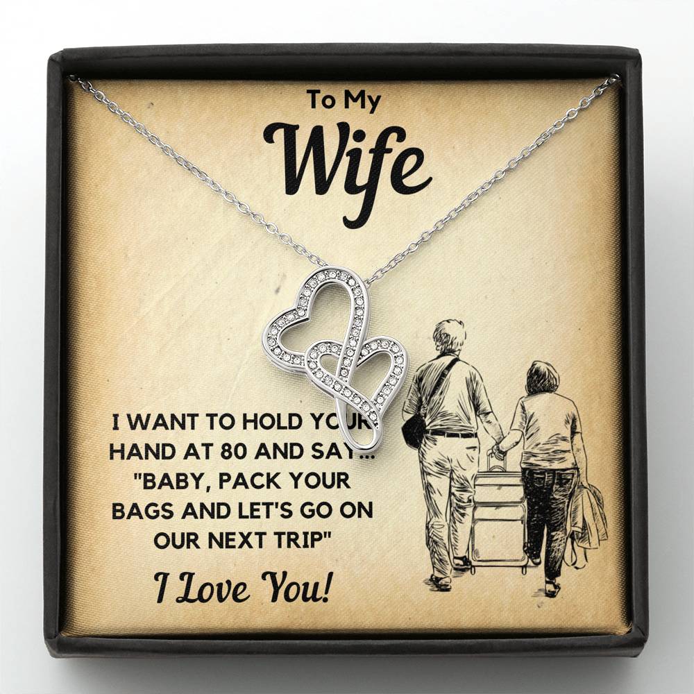 TO MY WIFE BAGS DOUBLE HEARTS NECKLACE GIFT SET - ON CLOUD NINE GIFTS