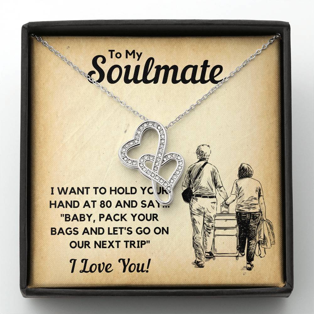 TO MY SOULMATE BAGS DOUBLE HEARTS NECKLACE GIFT SET - ON CLOUD NINE GIFTS