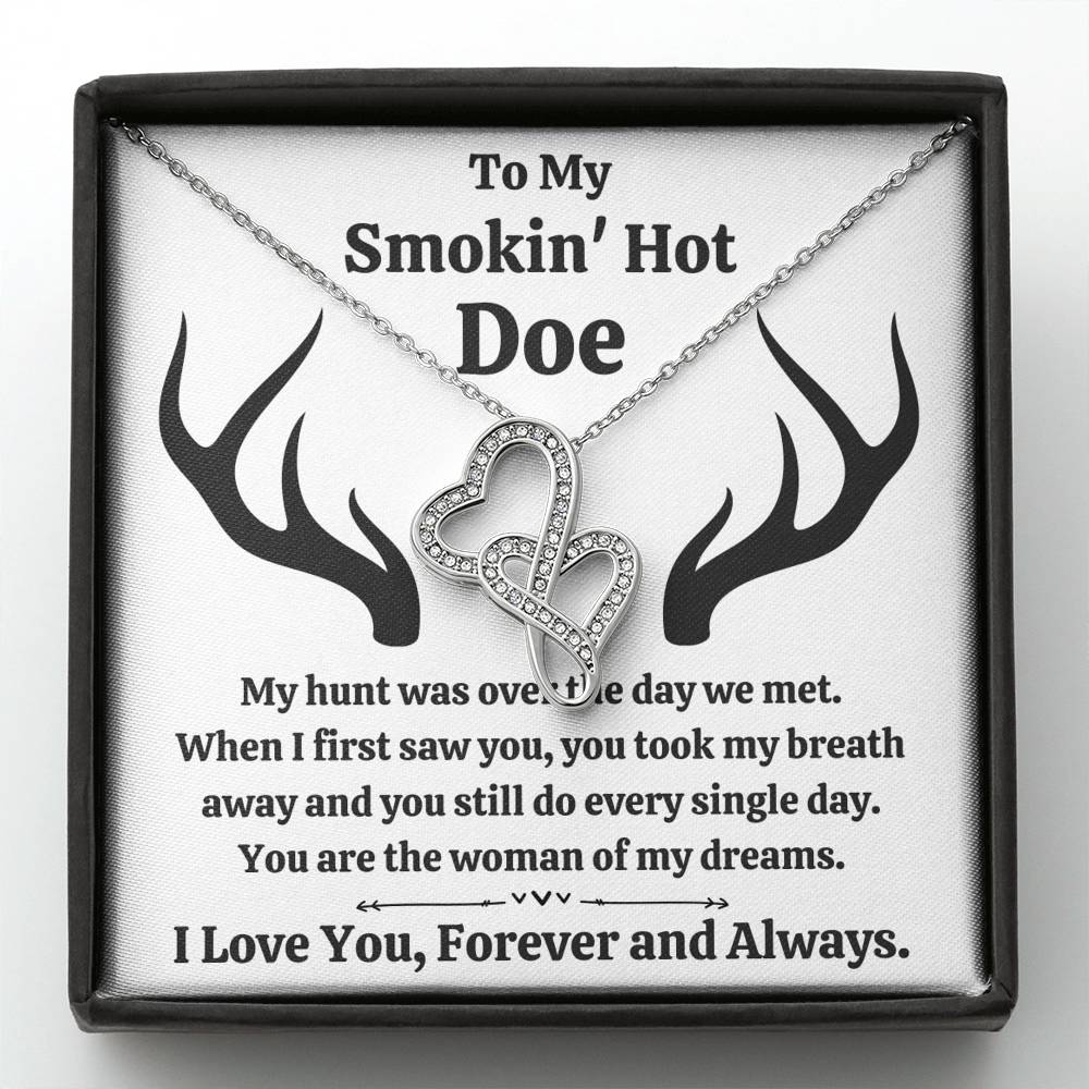 TO MY SMOKIN HOT DOE "DREAMS" DOUBLE HEARTS NECKLACE GIFT SET - ON CLOUD NINE GIFTS