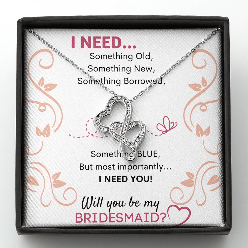 BRIDESMAID DOUBLE HEARTS NECKLACE GIFT SET - ON CLOUD NINE GIFTS