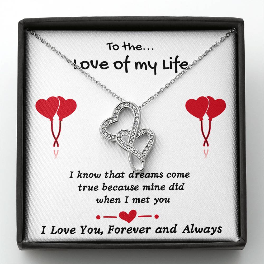 TO THE LOVE OF MY LIFE DOUBLE HEARTS NECKLACE GIFT SET - ON CLOUD NINE GIFTS